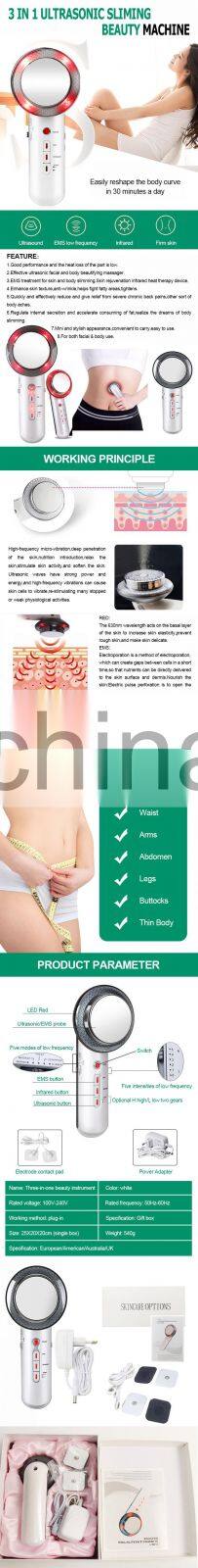 Handheld 3 in 1 ultrasonic 40k cavitation vacuum rf infrared ems slimming electronic massage body slimming device