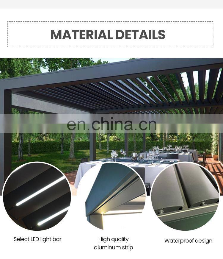 modern outdoor bricoking bioclimatique smart pool retractable pergola-aluminium bioclimatic 5x3 set