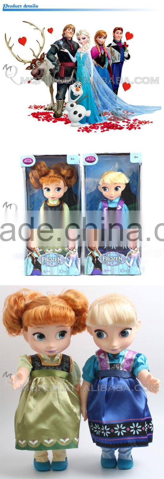 Mini Qute wholesale 36cm Kawaii movable joints Plastic cartoon Frozen doll Frozen princess anna & elsa olaf girls children toys