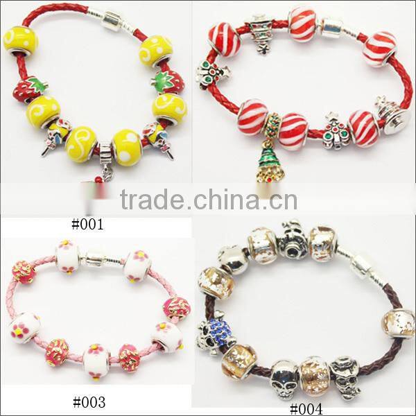 DIY bead teen imitation leather bracelet with egg beads