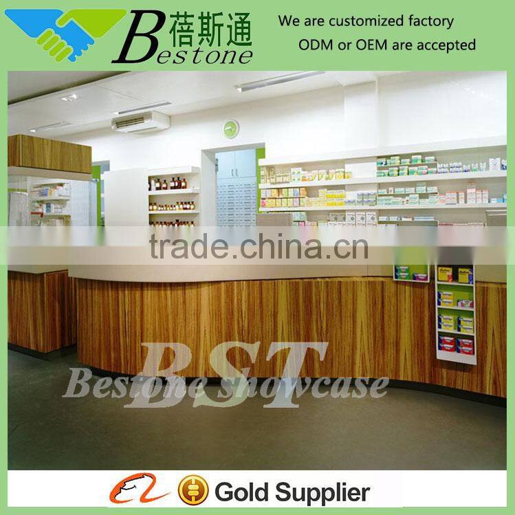 Retail clinic store decoration, white wooden rack shelves for sale