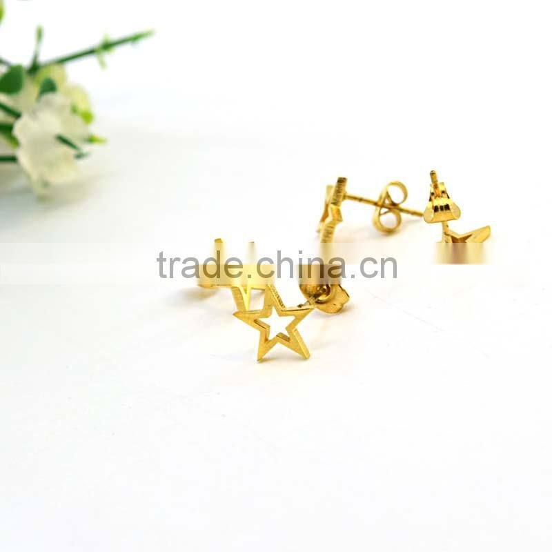 wholesale fashion jewelry gold stainless steel jewelry gold earrings