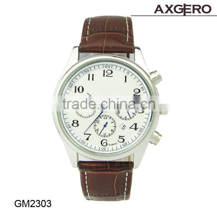 alibaba express wholesale watch, geneva genuine leather band watch with alloy case watches man