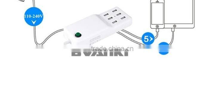 2016 trending hot products Universal Wall Socket 50 Watt 6 Port Rapid Charger Desktop USB Charger with AC power cable