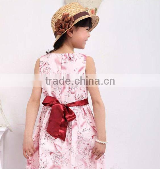 wholesale girl princess dress, nice girl print dress, girl sleeveless dress