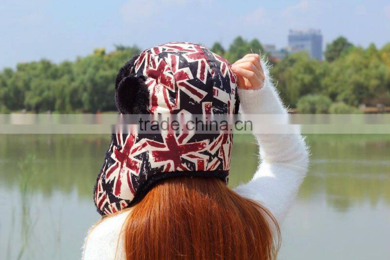 New United Kingdom Flag Printed Women Men Winter Hat And Caps With Earflap