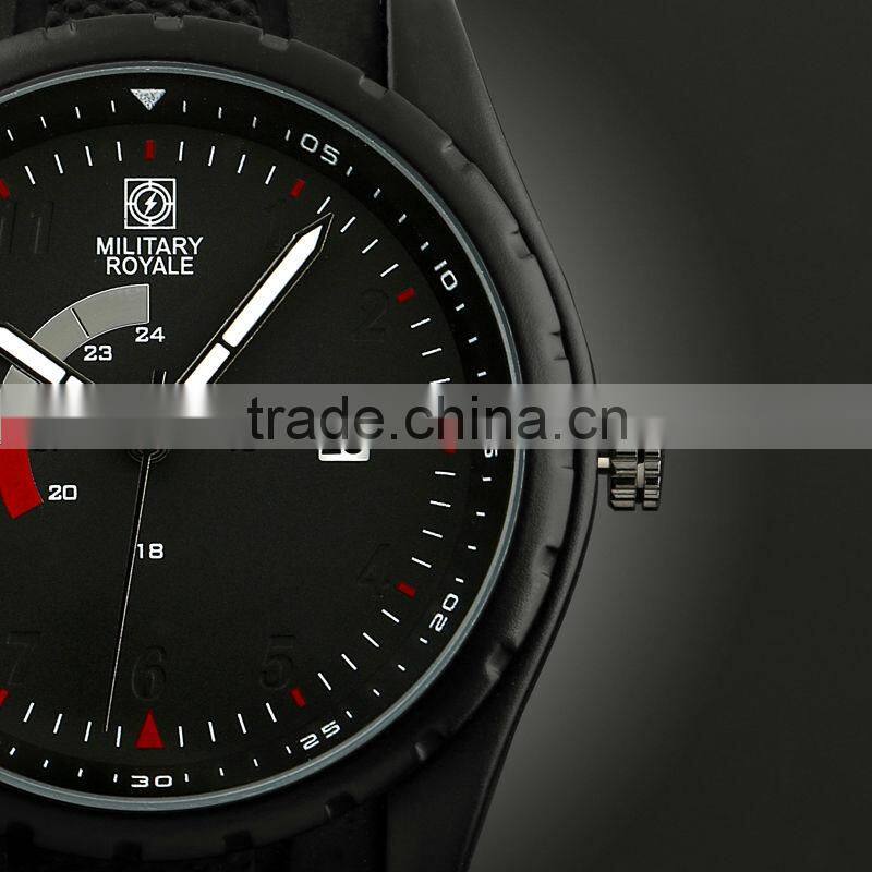 Military Royale Men's Black Rubber Strap Best Fashion Plastic Watch MR077