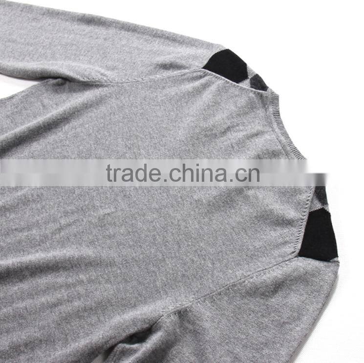 Argyle knitting wear men simple long sleeve V-neck sweater pullover