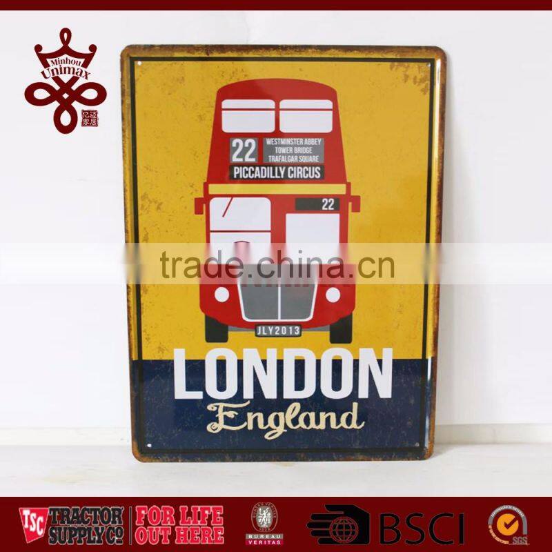 Vintage Art Wall Plaque decor House Metal Painting LONDON BUS Photo Plaques