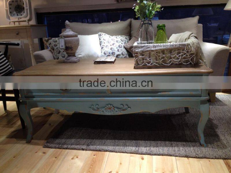 Antique Solid Wood Hand Carved French Provincial Coffee Table Sofa Table