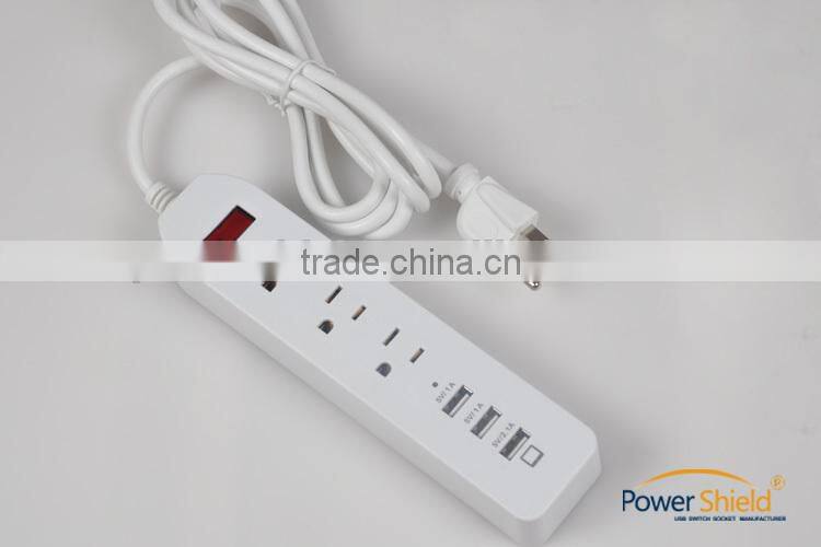 USA/United States Universal Portable Power Strip 3 Outlets Home/Office Surge Protector Travel Charger with 3 USB ports