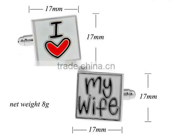 Wedding Gifts For Guests Engraved I Love My Wife Enamel Souvenir Metal Wedding Cuff Links