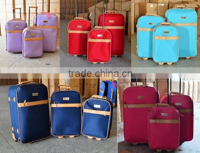 yiwu cheap stock stocklot closeout 3pcs EVA wheeled trolley luggage set