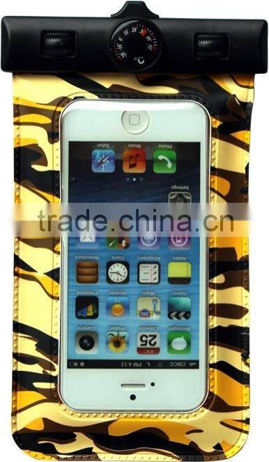 PVC military camouflage waterproof phone pouch with thermometer