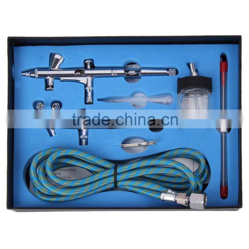 Professional Dual Action Gravity Suction Feed Airbrush Kit with Two Airbrushes Hose for Body Paint AS-34