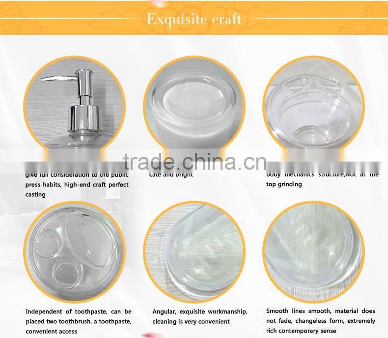 Fashion double wall transparent resin bathroom set
