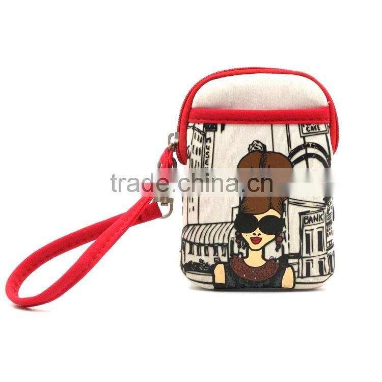 Digital camera pouch with silk screen printing, cute neoprene coin purse