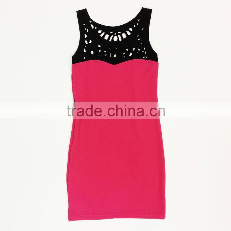 Women Laser Cut Pattern Cocktail Dress