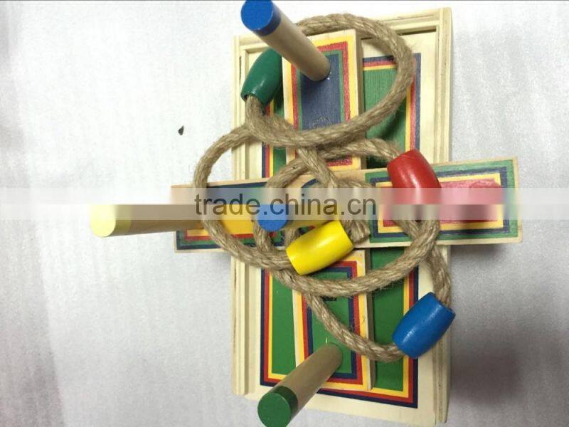 Hot selling 2016 New 5 Rope Quoits Wooden Ring Toss Game Hot selling 2016 New 5 Rope Quoits Wooden Mixed color Garden toys Game