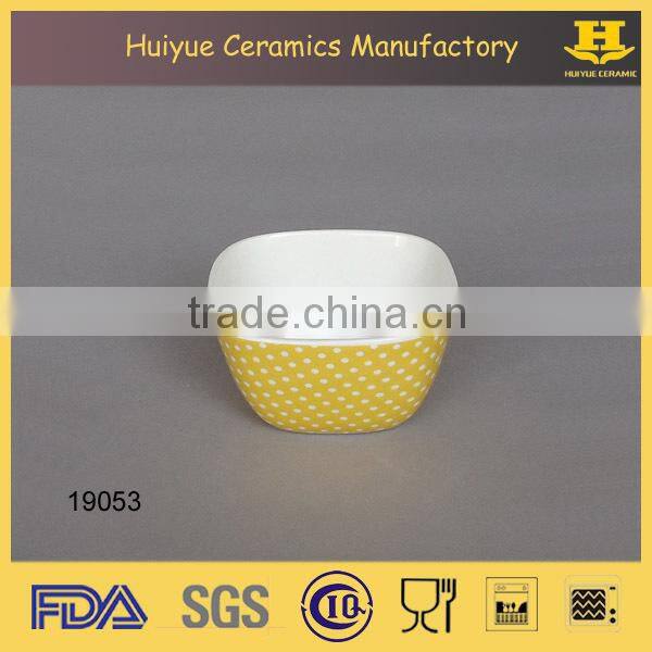 ceramic decal printing square snack bowl