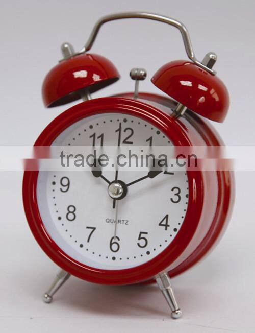 4.5" twin bell alarm clock, quartz analog table alarm clock, belling desk clock,