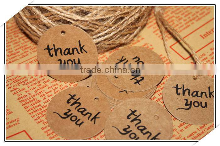 100Pcs/lot 4x4CM Thank You Brown DIY Scrapbooking Kraft Paper Hang Tag Favor Gift Packaging Labels With Jute Twines