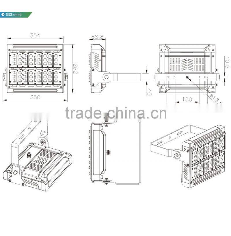 Adjustable Bracket CE Rohs Meanwell Driver 100-140lm/W Different Beam Angle Modular Design 80W LED Tunnel Light
