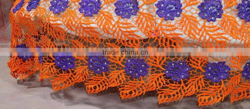 2015 High quality lace new fashion lady dress cord lace fabric with stones