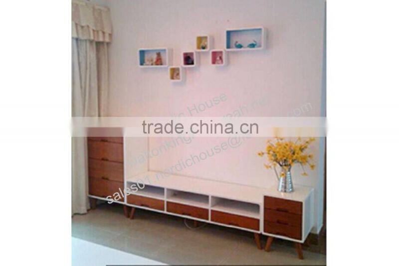 Best sell!! Scandinavian style, white paint carcass, oak drawer front, Swedish design TV stand