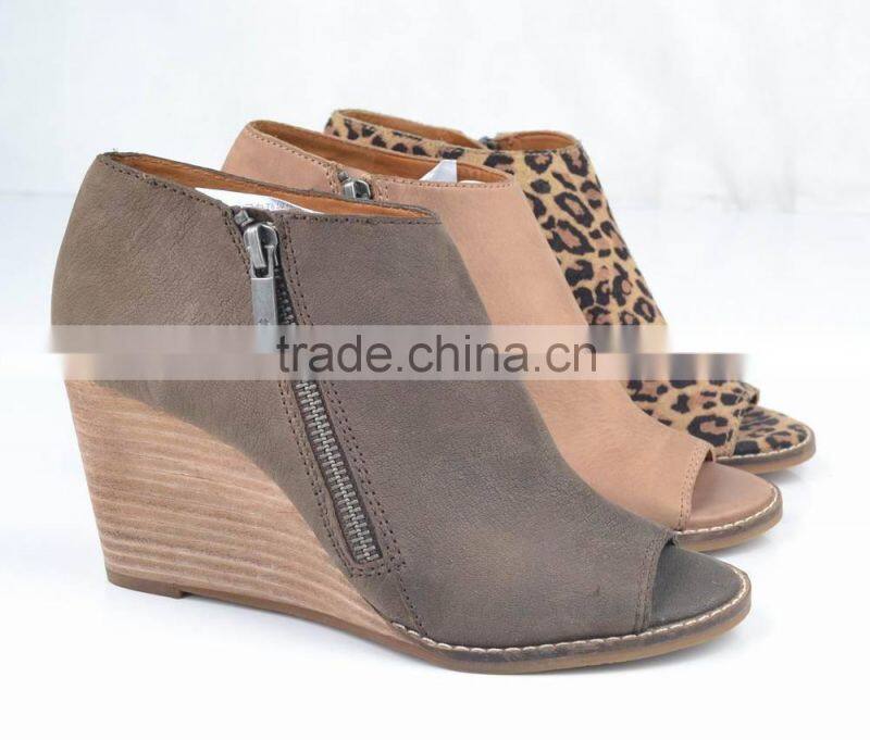 2014 new style wedge heel peep toe High Heel Ankle Boots