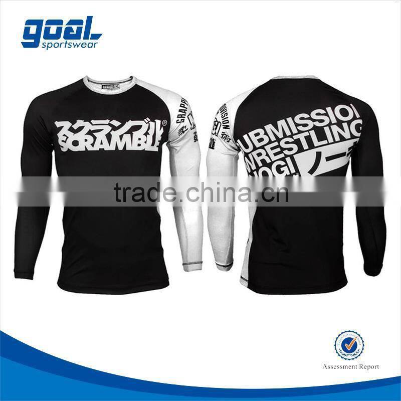 Custom design sublimation printing top level rush guards wholesale