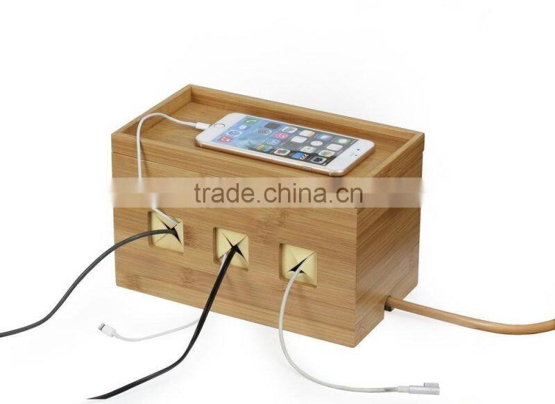 2016 new Natural Bamboo Cable Cubby