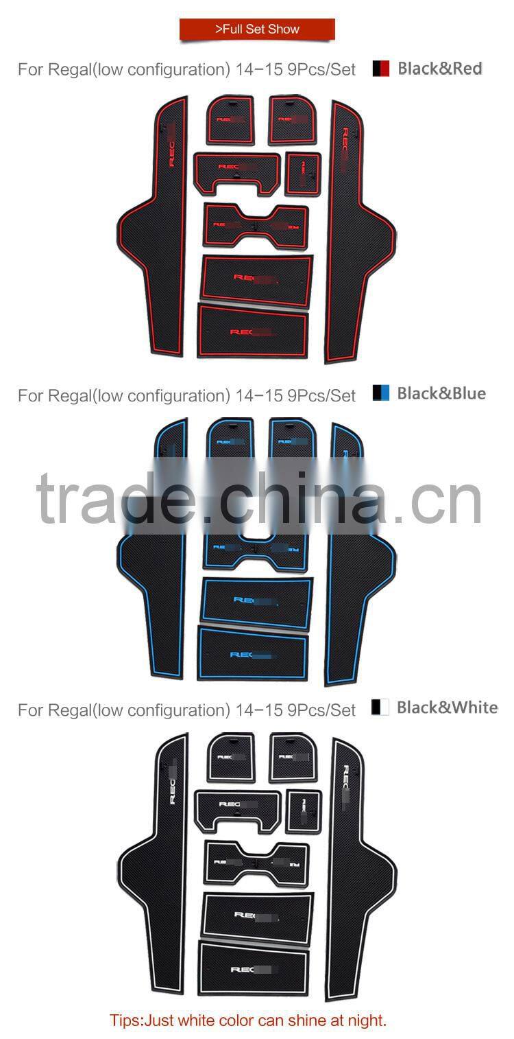 Car accessories Car Door slot rubber mats for Buick Regal( low configuration) 2014-2015 9pcs/set