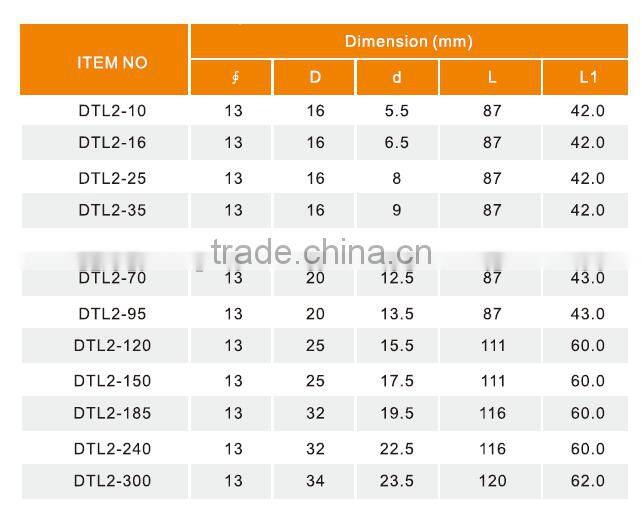 Electrical lug terminator / Cable lugs termination crimp type /power lug terminal DTL2 series