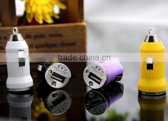 Colorful mini 5V 1A bullet mini car charger adapter with LED