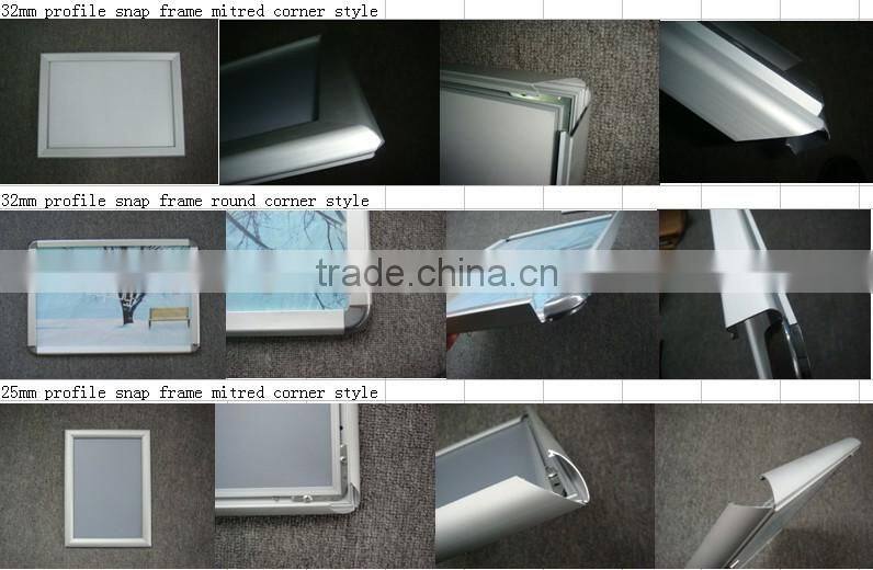 25mm 32mm aluminium right angle snap frame in silver black