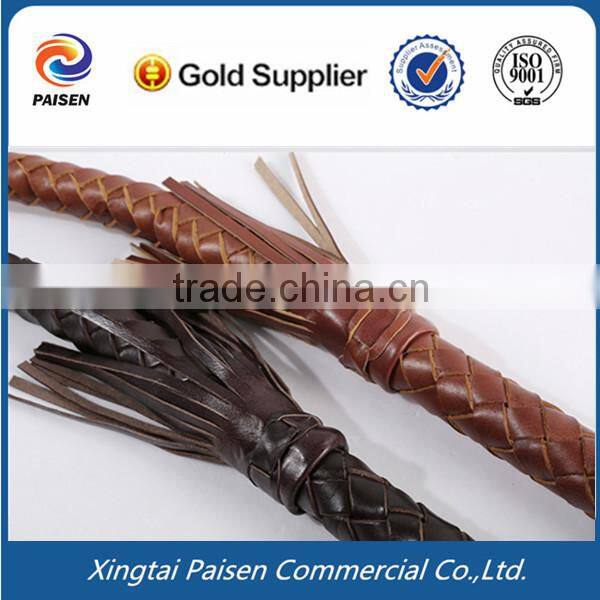 strong and durable horse riding leather whip with real cow hide for farmland