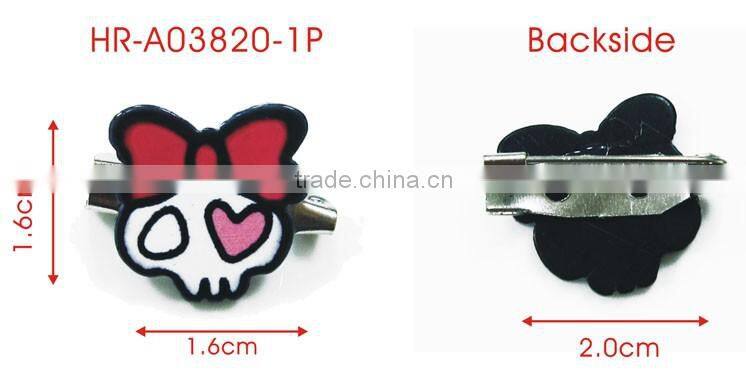 Red And Hot Pink Girl Skull Rhodium Safety Clothing Custom Metal Badge Pin