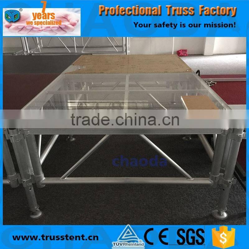 Transparent clear lighting white acrylic glass wedding stage platform