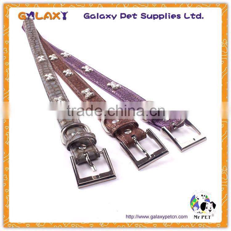 Wholesale bling pet dog training collar, PU leather Training Dog Collar