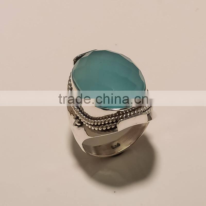 R0140-STERLING SILVER CALCIDONY RING 9.07