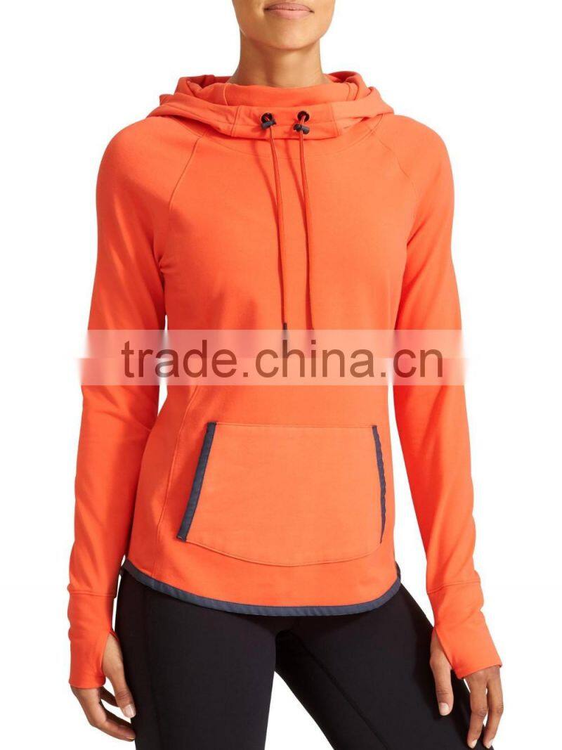 Wholesale Women's Hoodie Sweatshirts High-cut Neck Kangaroo Pocket Hoody for Female Custom