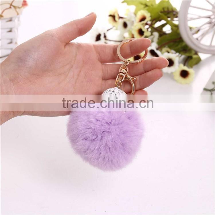 Royal Blue Rabbit Fur Pompom Valentine's Day Gift Keychain