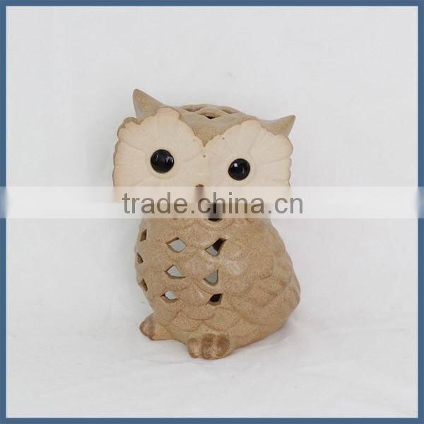 Home & garden decoration beige small ceramic craft owl