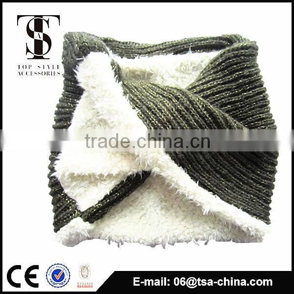 2015 winter fashion design green color knitted fur scarf