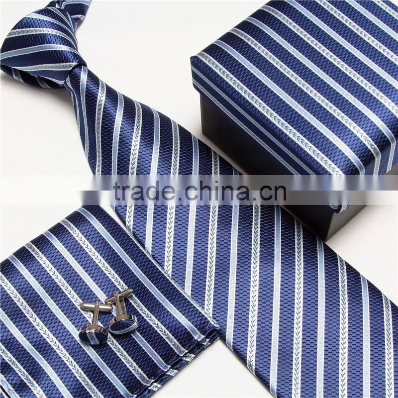 Fashion Stripe Microfiber Mens Tie Handkerchief Cufflink Sets