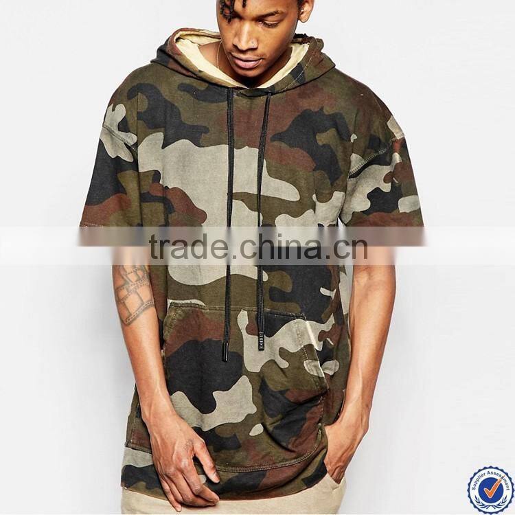 short sleeve custom hoodies pouch pocket pullover camo mens hoodies
