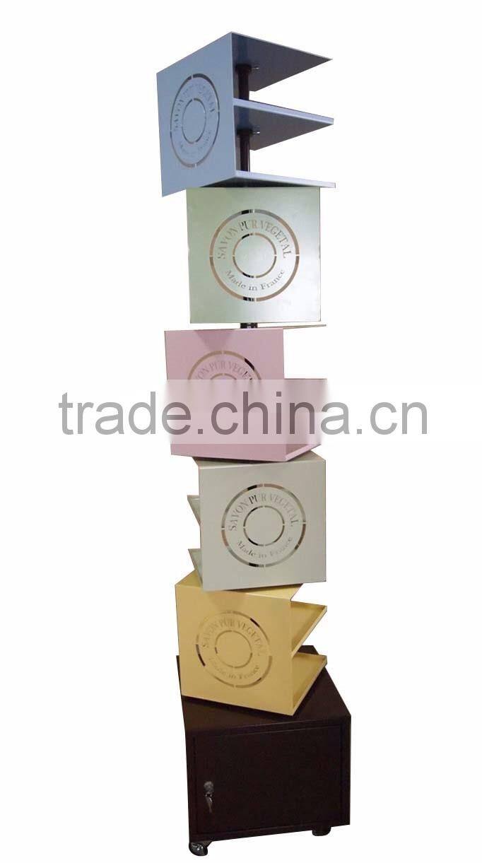 Multiple Color Metal Rotating Floor Display for Cosmetic/Gift