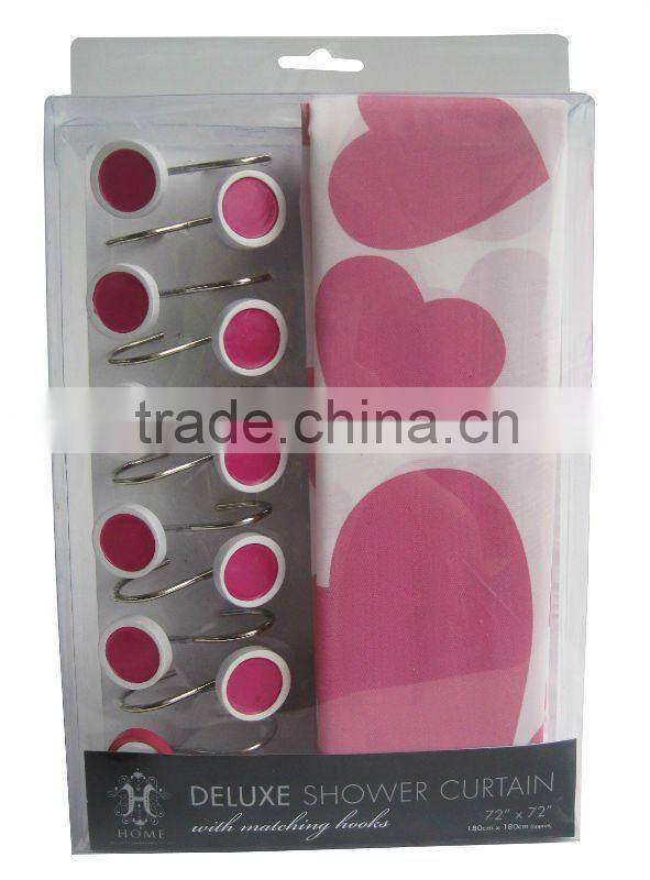 heart partten design peva shower curtain
