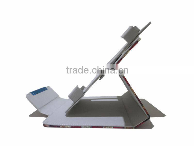 2014 New style hot selling custom stylish universal 360 degree rotation cartoon leather smart case for 7 inch tablet